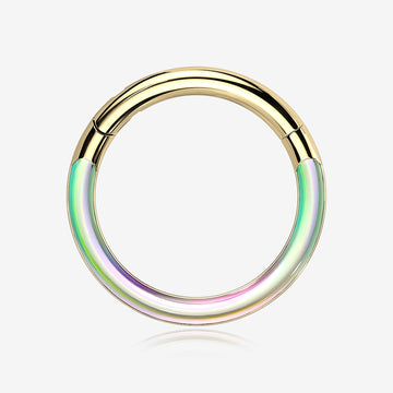 Implant Grade Titanium Golden Iridescent Revo Lined Clicker Hoop Ring